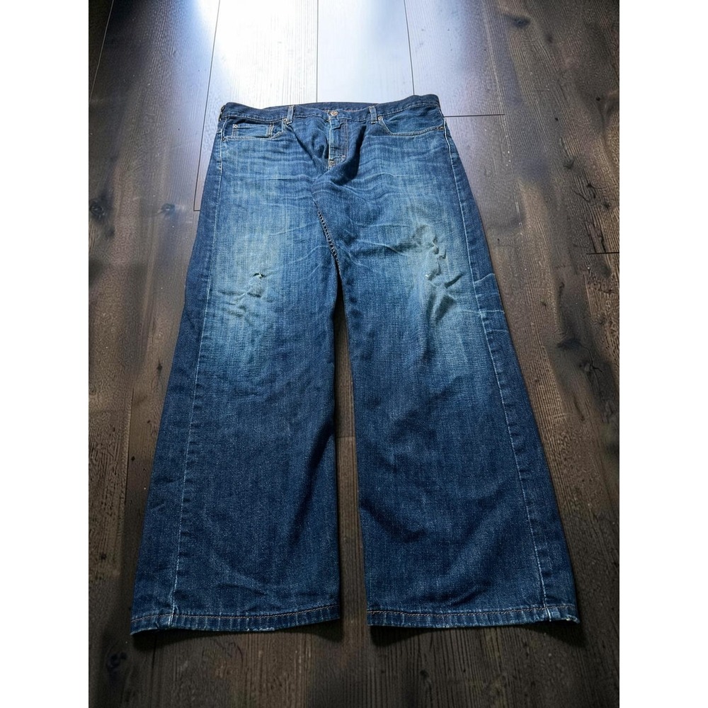 Levis 569 Loose Straight Leg Jeans Mens 38x32 Dark Wash Blue Denim Y2K Baggy